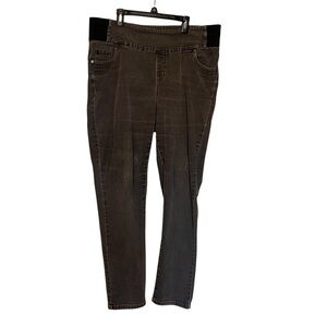 Woman Within Maternity Jeans Sz 16W Plus Side Elastic Pull On Black Flawed